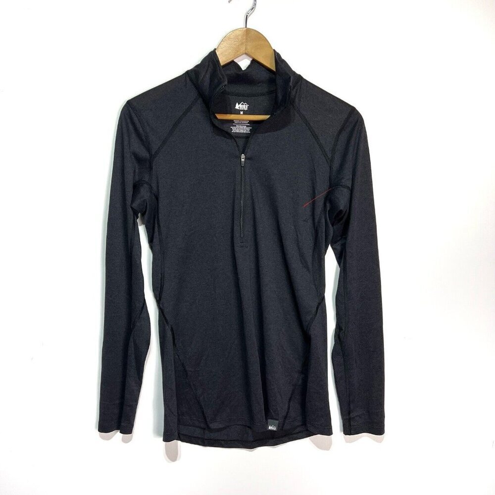 REI Co-op Pullover Top Long Sleeve 1/4 Zip Women's Size M Running Hiking Black